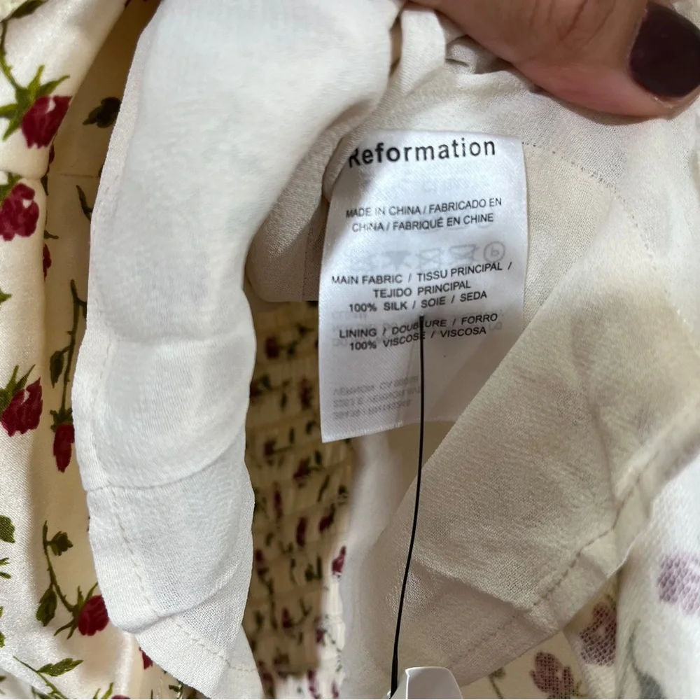 NWT  reformation lux 100% silk top in Madison size o floral - Picture 6 of 10